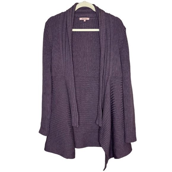 Hekla and Co Sweaters - Women's Hekla And Co Purple Wool Acrylic Open Front Ribbed Cardigan Sz‎ L